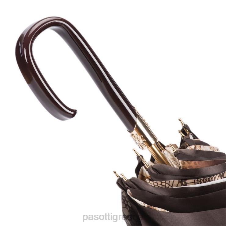 ομπρέλα | PASOTTI 189 58303-16 f38 - καφέ ανθισμένη ομπρέλα διπλό πανί 2N6B8379 γυναίκες